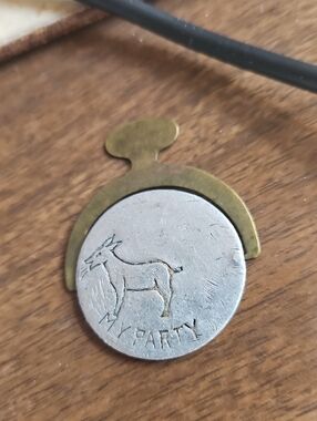 Vintage 1930's "MY Poltical Party" Flip Spinner with Donkey/Elephant.